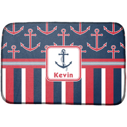 Nautical Anchors & Stripes Dish Drying Mat w/ Name or Text