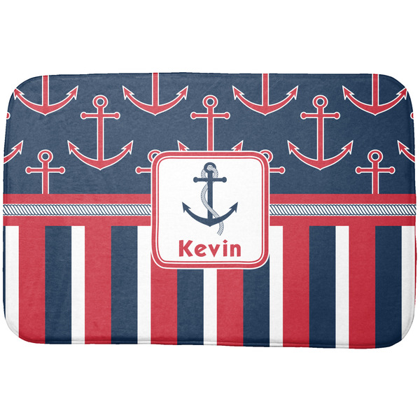 Custom Nautical Anchors & Stripes Dish Drying Mat w/ Name or Text