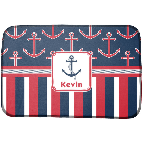 Custom Nautical Anchors & Stripes Dish Drying Mat w/ Name or Text