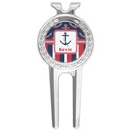 Nautical Anchors & Stripes Golf Divot Tool & Ball Marker (Personalized)