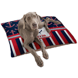 Nautical Anchors & Stripes Dog Bed - Large w/ Name or Text