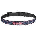 Nautical Anchors & Stripes Dog Collar (Personalized)