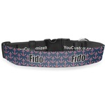 Nautical Anchors & Stripes Deluxe Dog Collar - Double Extra Large (20.5" to 35") (Personalized)