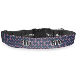 Nautical Anchors & Stripes Deluxe Dog Collar (Personalized)