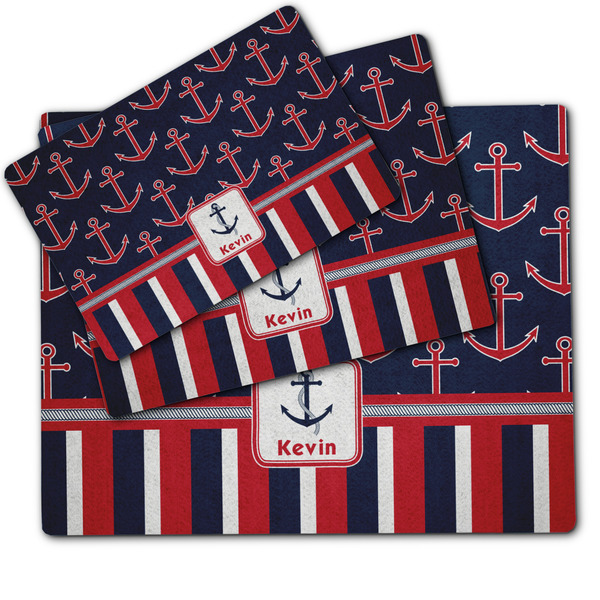 Nautical Anchors & Stripes Dog Food Mat - MAIN (sm, med, lrg)