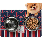 Nautical Anchors & Stripes Dog Food Mat - Small w/ Name or Text