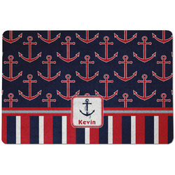 Nautical Anchors & Stripes Dog Food Mat w/ Name or Text