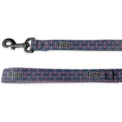 Nautical Anchors & Stripes Deluxe Dog Leash - 4 ft (Personalized)