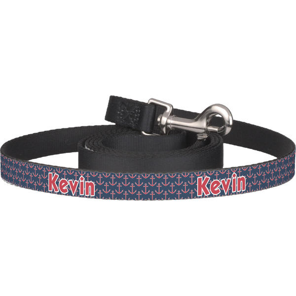 Custom Nautical Anchors & Stripes Dog Leash (Personalized)