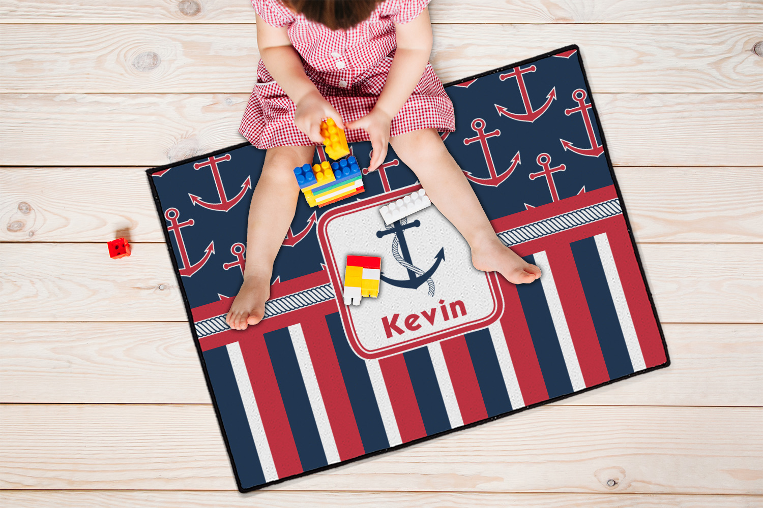 Custom Nautical Anchors & Stripes Door Mat (Personalized) YouCustomizeIt