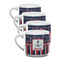 Nautical Anchors & Stripes Double Shot Espresso Mugs - Set of 4 Front