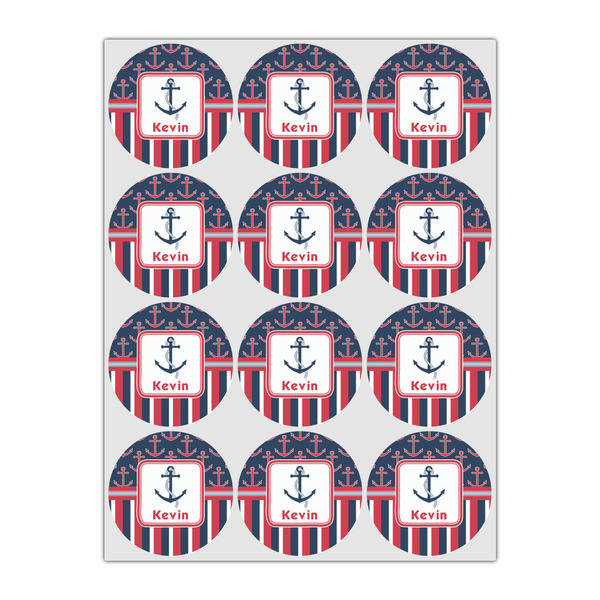 Nautical Anchors & Stripes Drink Topper - Small - Set of 12