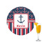 Nautical Anchors & Stripes Printed Drink Topper - 2.15" (Personalized)