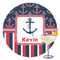 Nautical Anchors & Stripes Printed Drink Topper - 3.5" (Personalized)