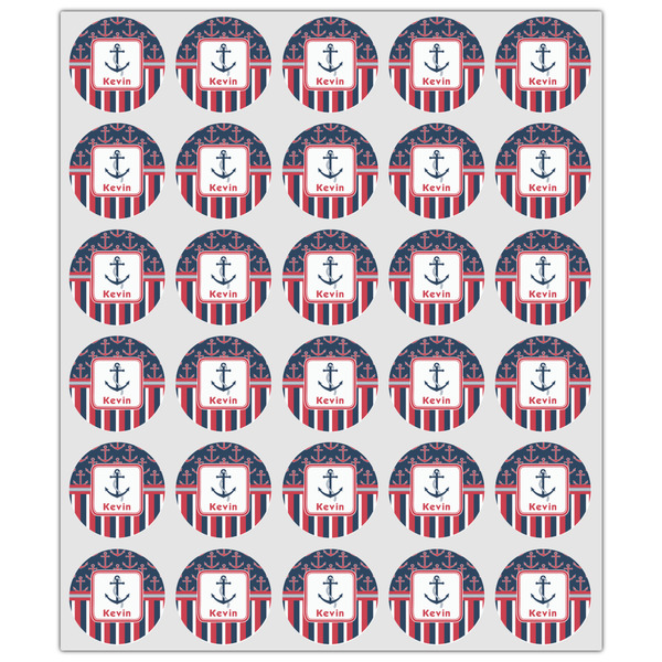 Nautical Anchors & Stripes Drink Topper - XSmall - Set of 30