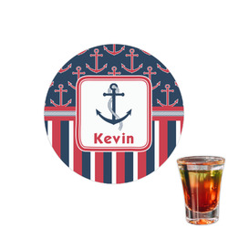 Nautical Anchors & Stripes Printed Drink Topper - 1.5" (Personalized)