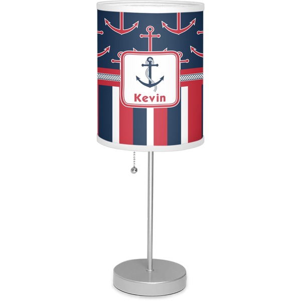 Custom Nautical Anchors & Stripes 7" Drum Lamp with Shade (Personalized)