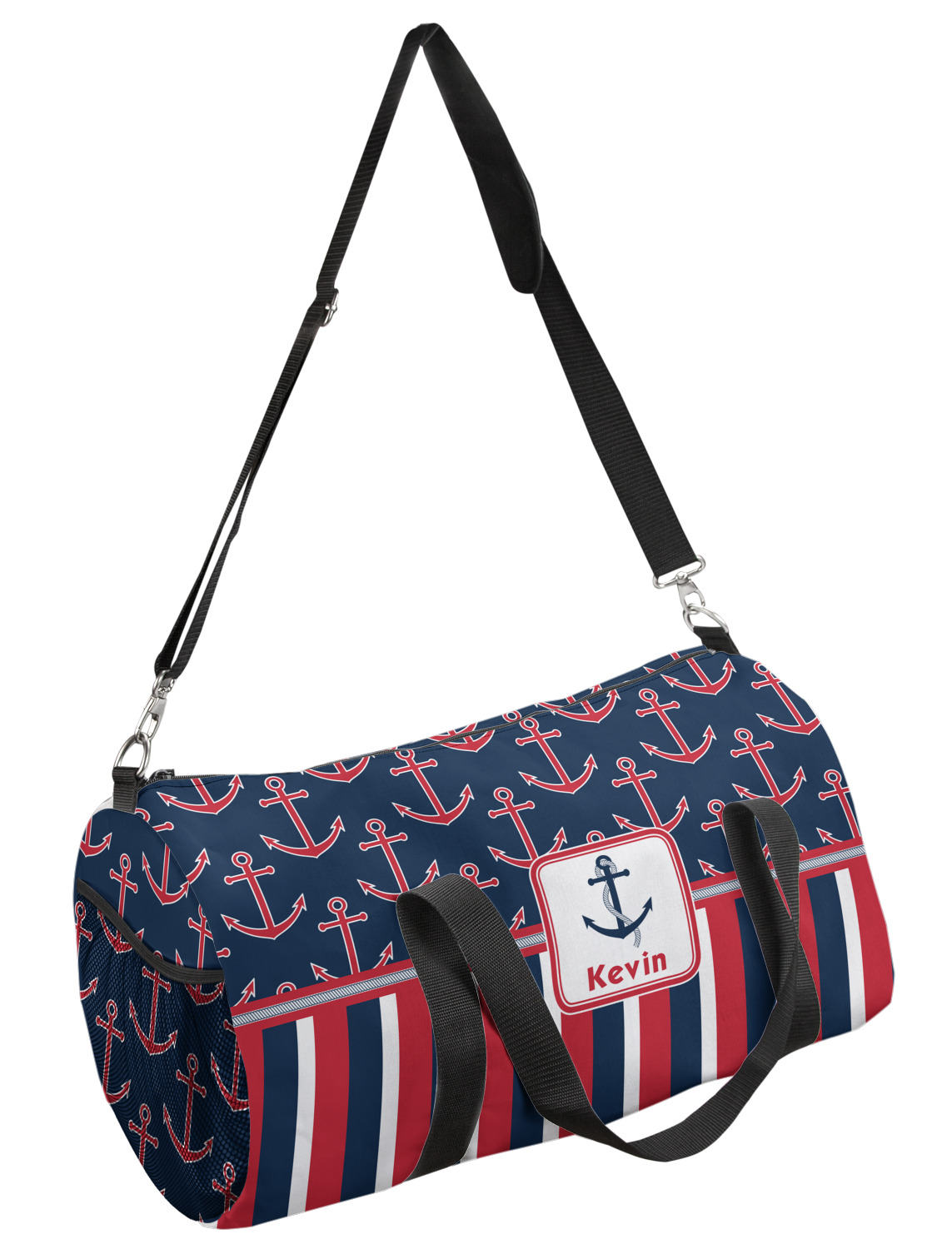Nautical Anchors & Stripes Duffel Bag Small (Personalized