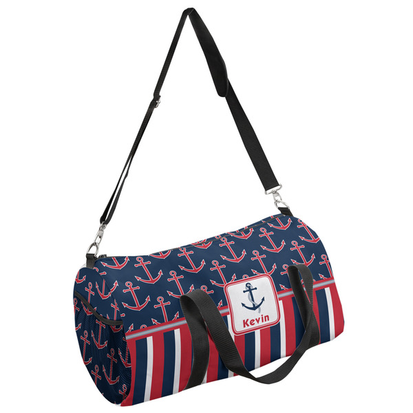 Custom Nautical Anchors & Stripes Duffel Bag - Small (Personalized)