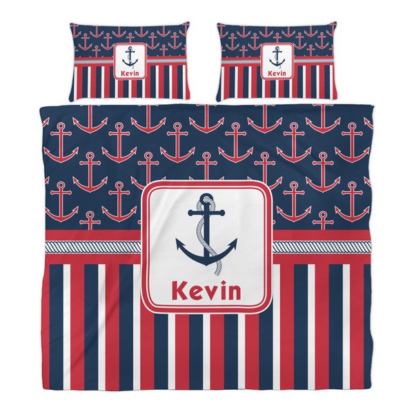 Nautical Anchors & Stripes Duvet Cover Set - King - Alt Approval