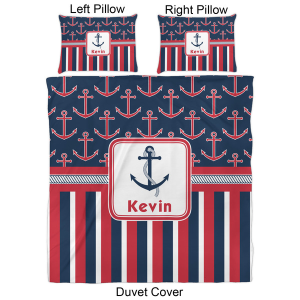 Nautical Anchors & Stripes Duvet Cover Set - Queen - Approval
