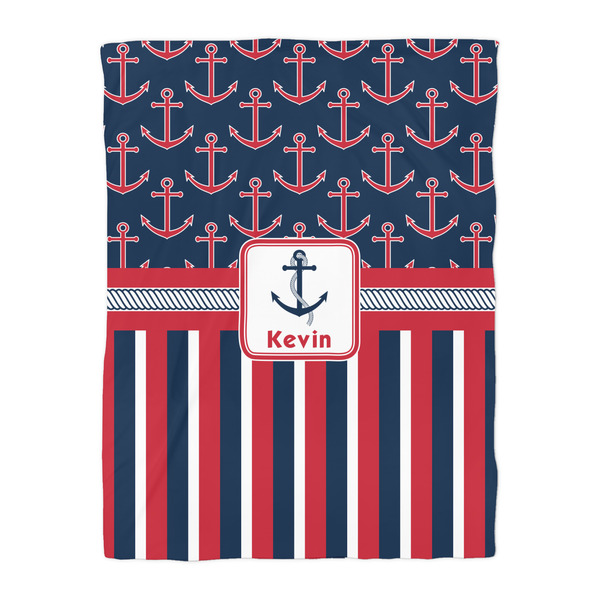 Nautical Anchors & Stripes Duvet Cover - Twin - Front