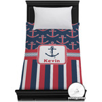 Nautical Anchors & Stripes Duvet Cover - Twin XL (Personalized)