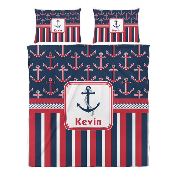 Nautical Anchors & Stripes Duvet cover Set - Queen - Alt Approval