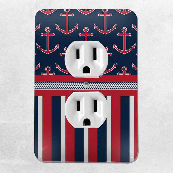 Nautical Anchors & Stripes Electric Outlet Plate - LIFESTYLE