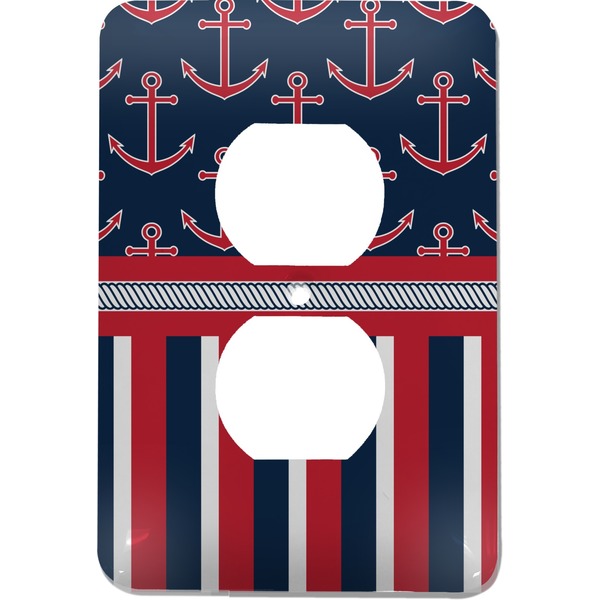Custom Nautical Anchors & Stripes Electric Outlet Plate