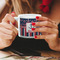 Nautical Anchors & Stripes Espresso Cup - 6oz (Double Shot) LIFESTYLE (Woman hands cropped)