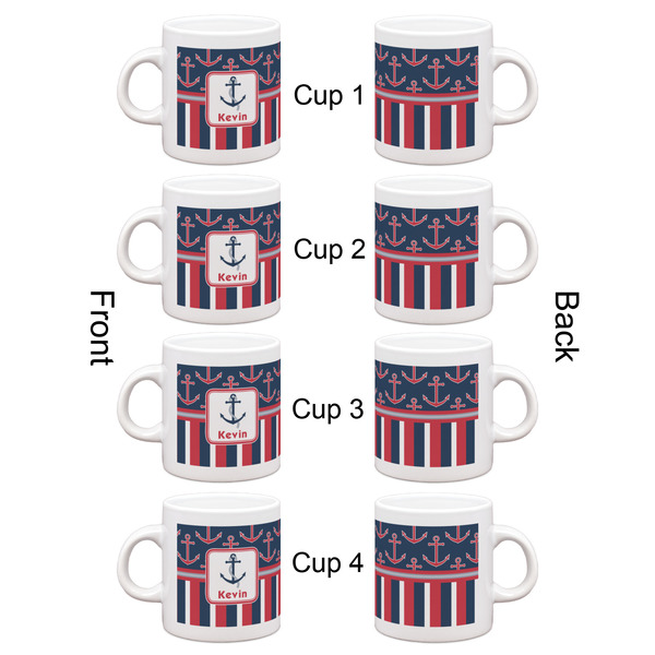 Nautical Anchors & Stripes Espresso Cup Set of 4 - Apvl