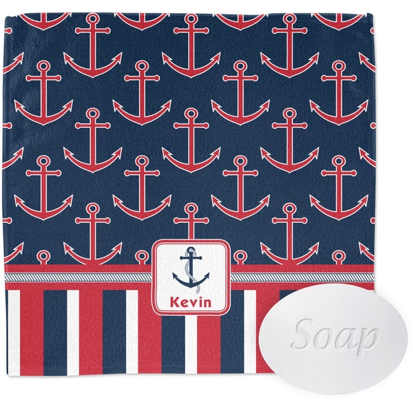 Custom Nautical Anchors & Stripes Washcloth (Personalized)