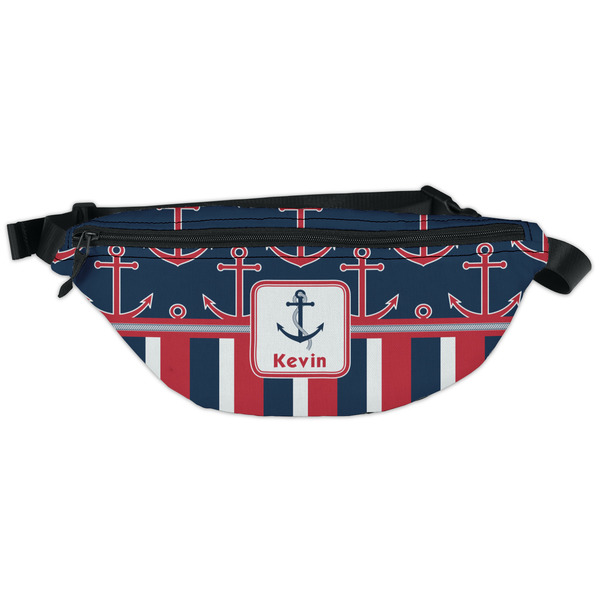 Custom Nautical Anchors & Stripes Fanny Pack - Classic Style (Personalized)