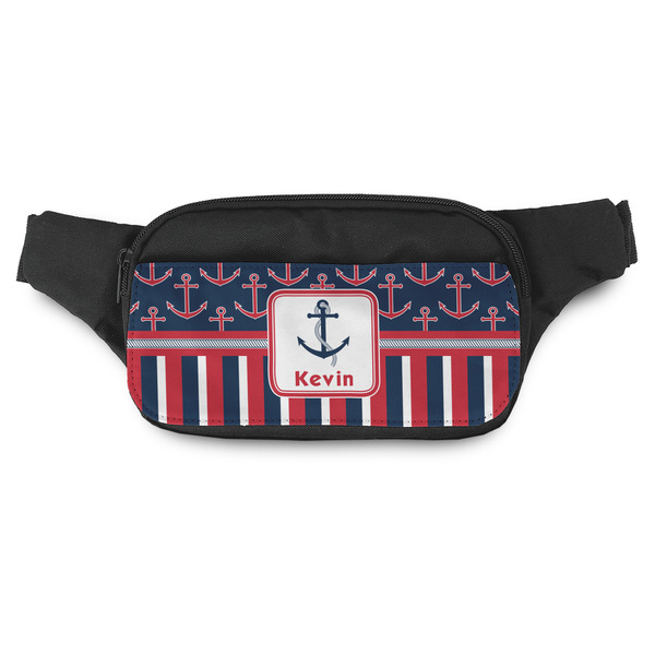 Custom Nautical Anchors & Stripes Fanny Pack - Modern Style (Personalized)