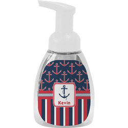 Nautical Anchors & Stripes Foam Soap Bottle - White (Personalized)