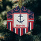 Nautical Anchors & Stripes Frosted Glass Ornament - Hexagon (Lifestyle)