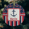Nautical Anchors & Stripes Frosted Glass Ornament - Round (Lifestyle)