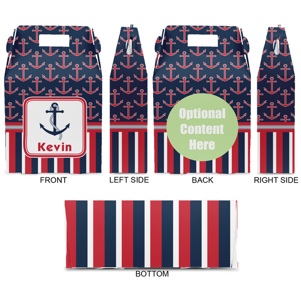 Nautical Anchors & Stripes Gable Favor Box - Approval