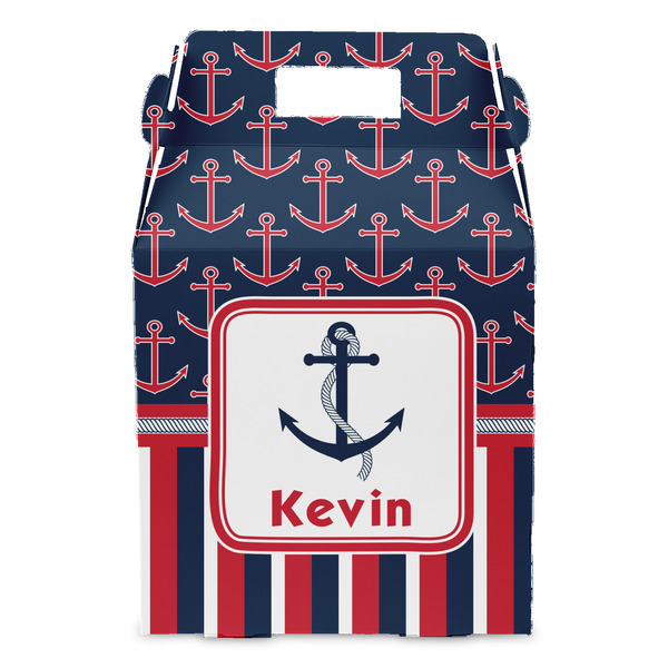 Nautical Anchors & Stripes Gable Favor Box - Front