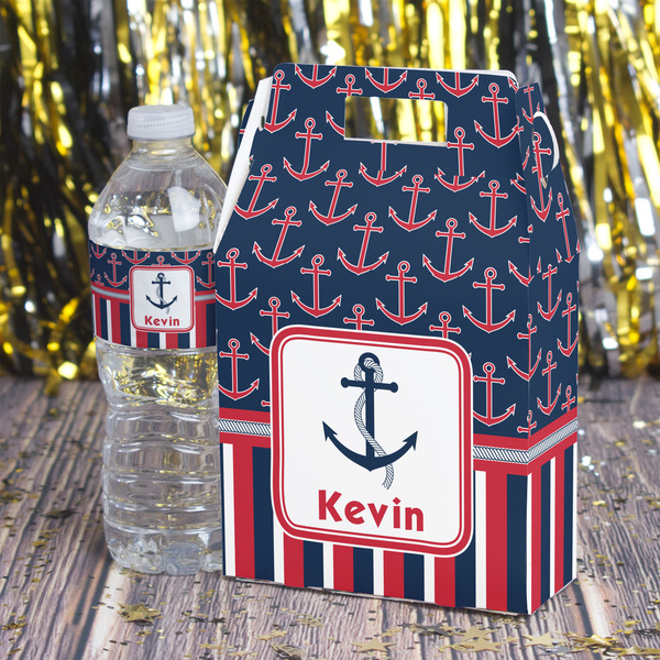 Nautical Anchors & Stripes Gable Favor Box - In Context