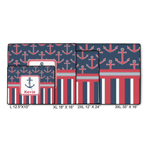 Nautical Anchors & Stripes Gaming Mats - SIZE CHART