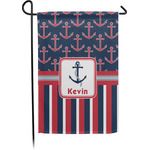 Nautical Anchors & Stripes Small Garden Flag - Single Sided w/ Name or Text
