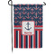 Nautical Anchors & Stripes Small Garden Flag - Single Sided w/ Name or Text