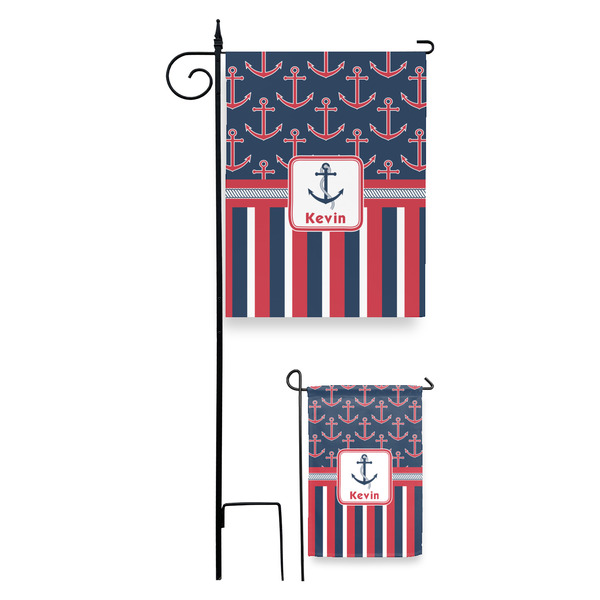 Nautical Anchors & Stripes Garden Flag - PARENT/MAIN