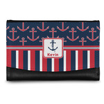 Nautical Anchors & Stripes Genuine Leather Women's Wallet - Small (Personalized)