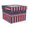 Nautical Anchors & Stripes Gift Boxes with Lid - Canvas Wrapped - Large - Front/Main
