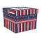 Nautical Anchors & Stripes Gift Box with Lid - Canvas Wrapped - Large (Personalized)