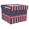 Nautical Anchors & Stripes Gift Boxes with Lid - Canvas Wrapped - X-Large - Front/Main
