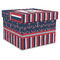 Nautical Anchors & Stripes Gift Box with Lid - Canvas Wrapped - X-Large (Personalized)